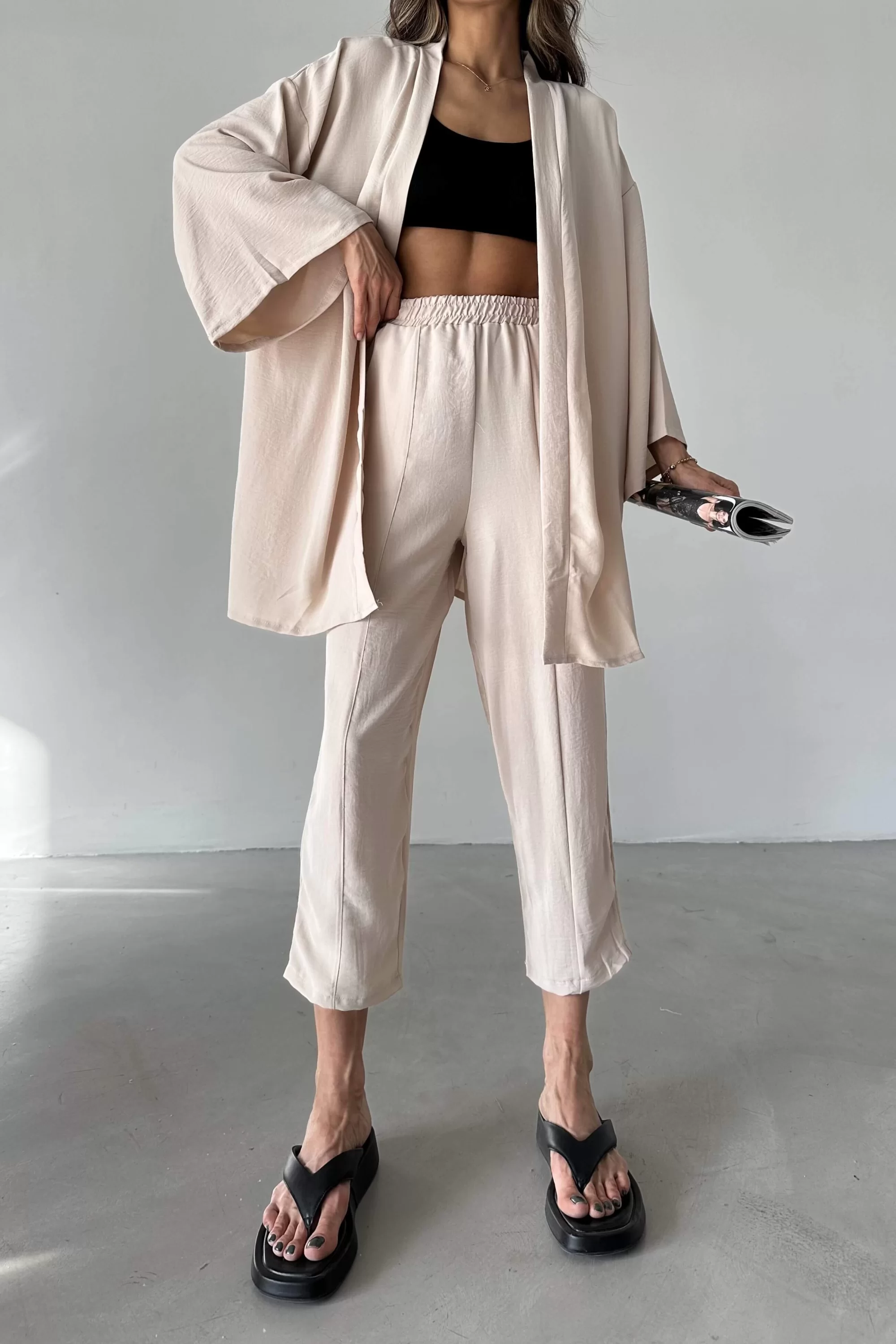 Kadın Taş Kimono Takım 1018-0075
