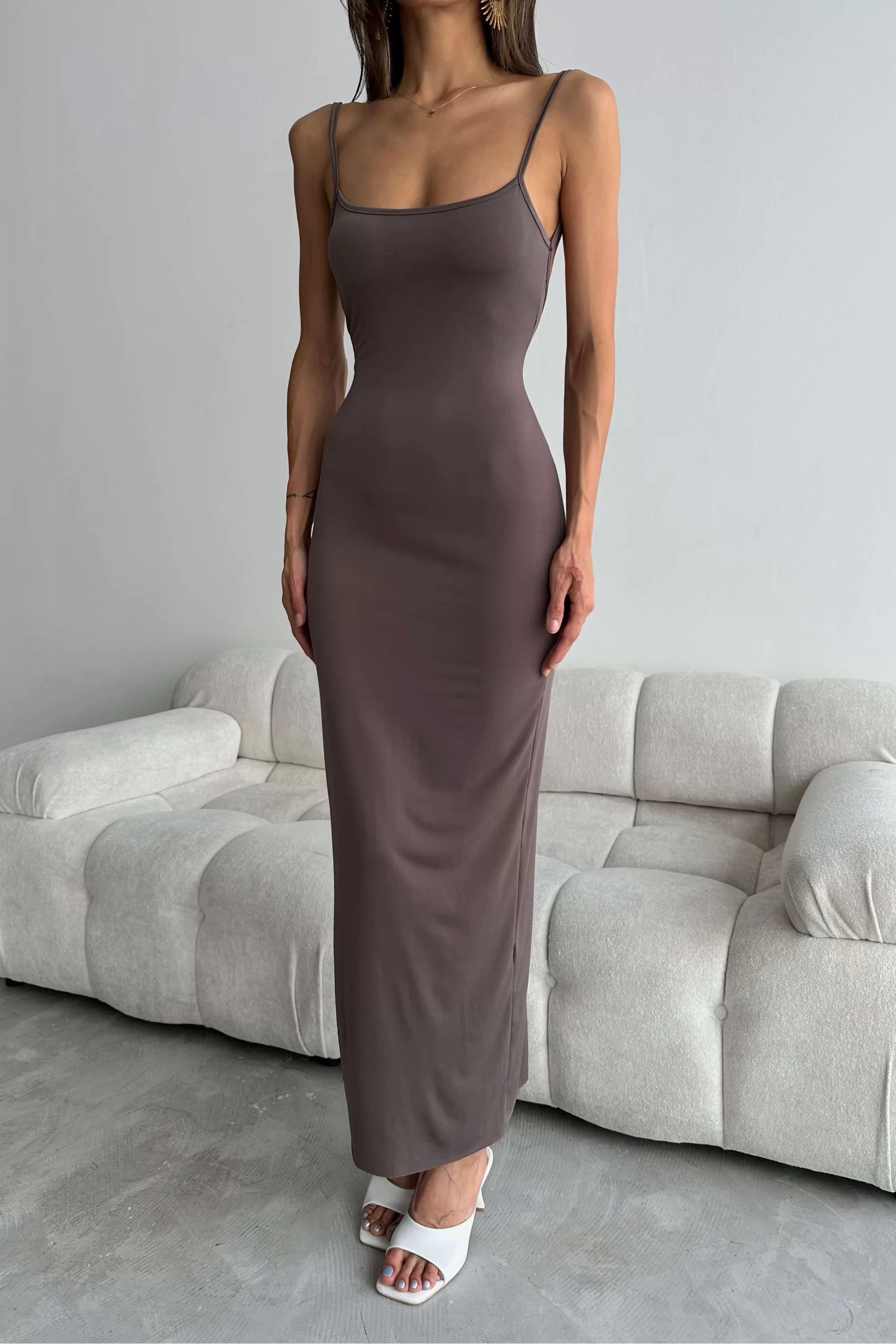 Kadın Vizon Sırtı Açık Elbise 1018-0314