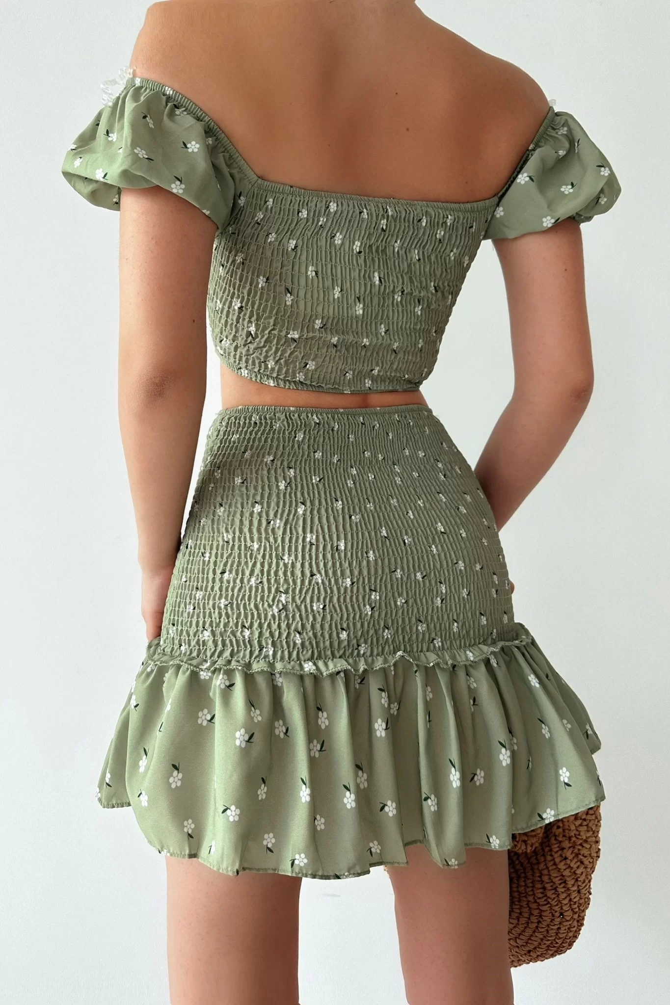 Kadın Yesil Gipeli Crop Etek Takım 0990-223084