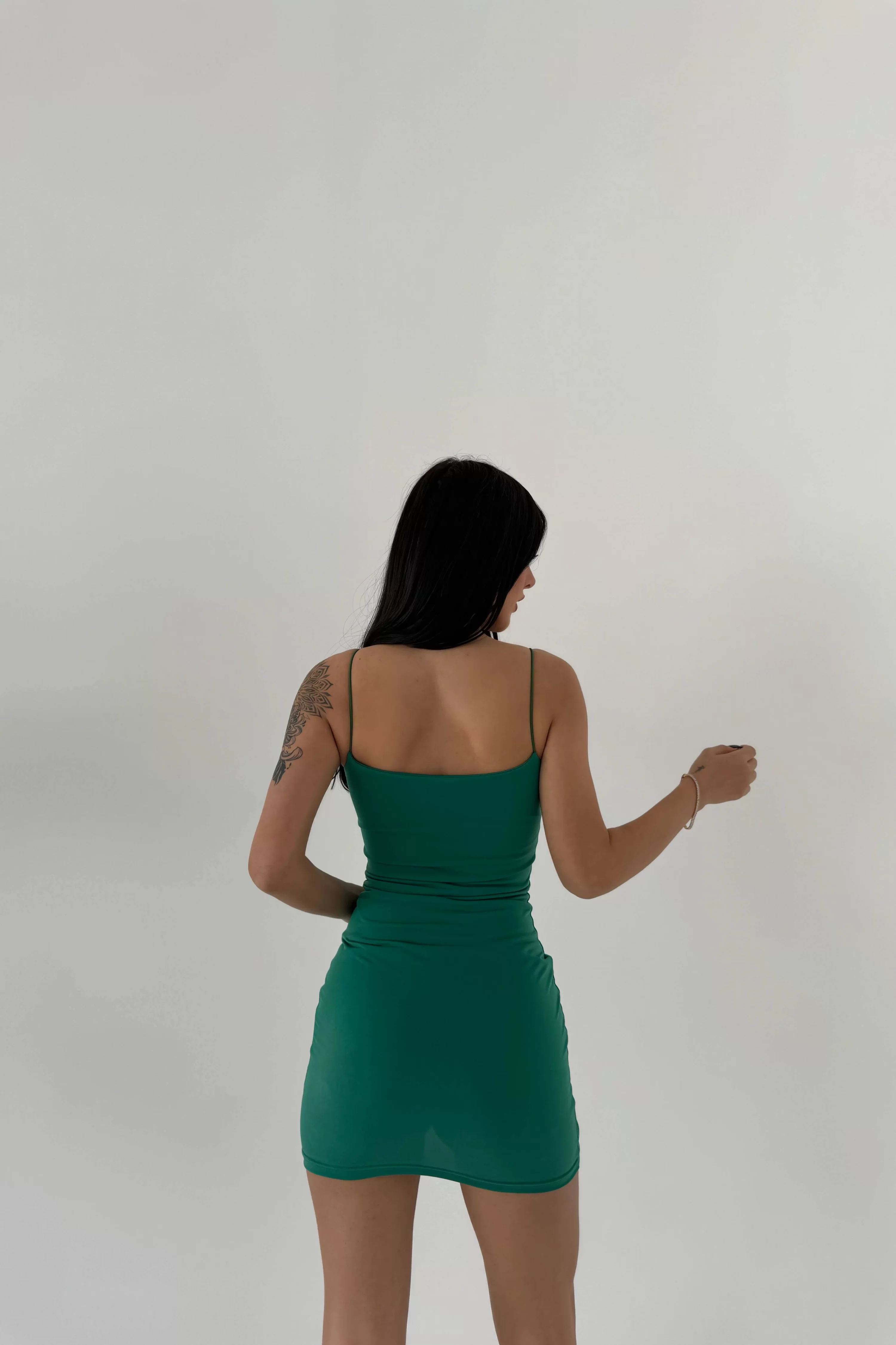 Kadın Yeşil İp Askılı Elbise 0956-1725