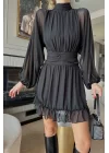 Kadın Siyah Sırt Dekolte Elbise 0990-2680