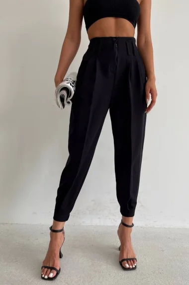 Kadın Siyah Beli Ve Paçası Lastikli Jogger Pantolon 0999-11295