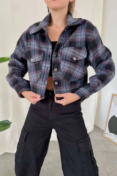 Kadın Siyah Ekose Ceket 1009-2333