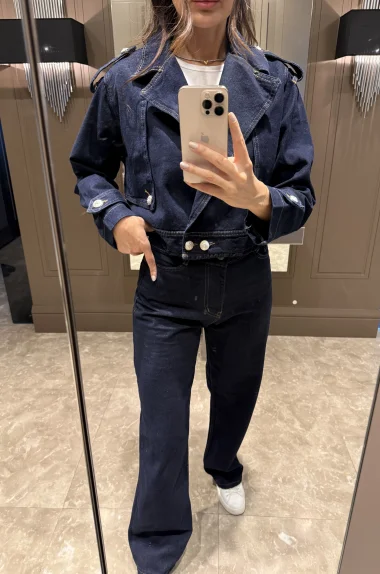 Kadın Mavi Kot Crop Pantolon Takım 0091