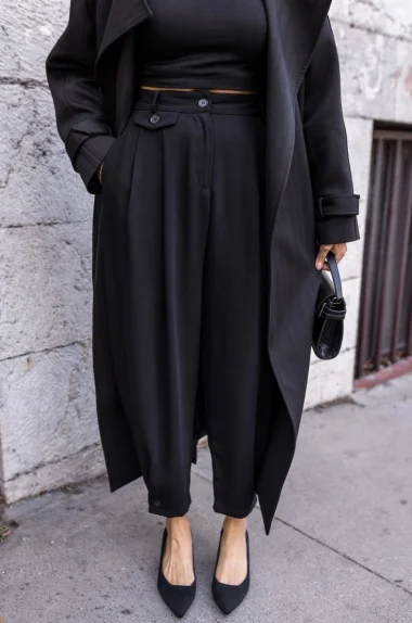 Kadın Siyah Yüksek Bel Jogger Pantolon 1436