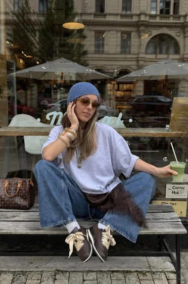 Kadın Mavi El Yapımı Örgü Bandana Bere 842026