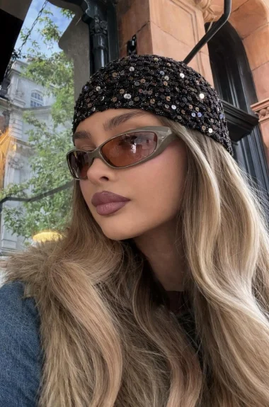 Kadın Siyah El Yapımı Pul Örgü Bandana Bere 852026