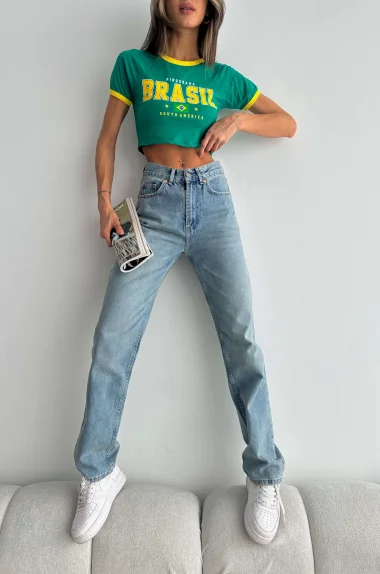 Kadın Açık Mavi Yüksek Bel Kot Pantolon 0999-24036