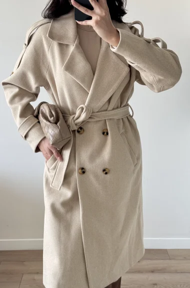 Kadın Bej Kaşe Kaban 3122