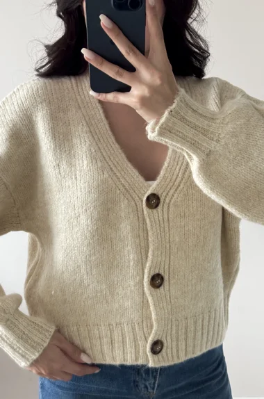Kadın Bej V Yaka Hırka 2432