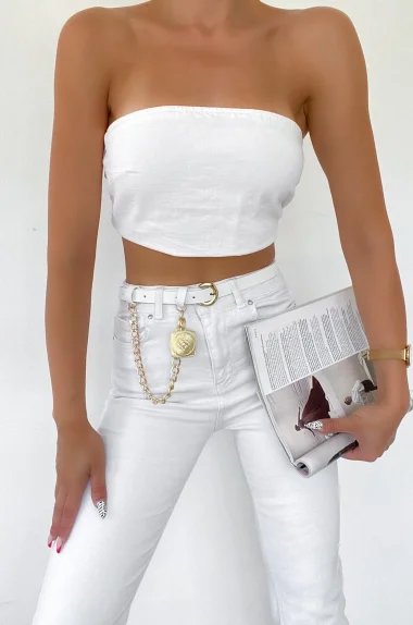 Kadın Beyaz Köstek Detaylı Kemer 1043-0012
