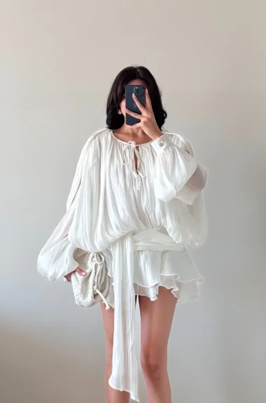 Kadın Beyaz Şortlu Elbise (Şortu Astar Şeklinde Ayrıdır.) 1026-221732