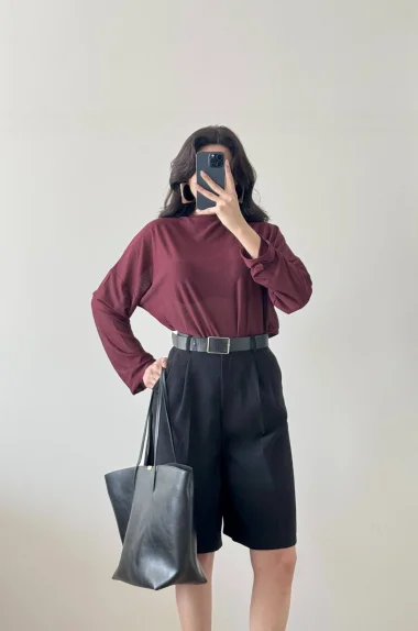 Kadın Bordo Bluz 1045-70230