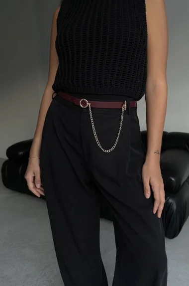 Kadın Bordo Sallantı Zincir Kemer 1043-0015