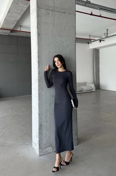 Kadın Füme Uzun Elbise 0994-0021