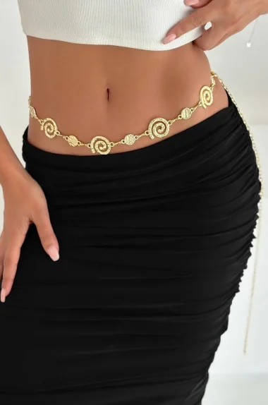 Kadın Gold Spiral Figürlü Bel Zinciri 1043-0006