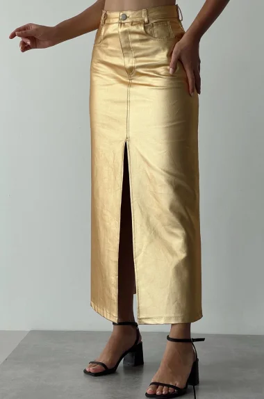 Kadın Gold Yırtmaç Detay Etek 0990-0017