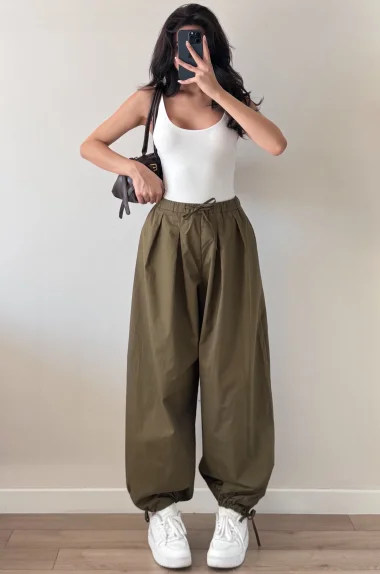 Kadın Haki Paraşüt Pantolon 1017-1592