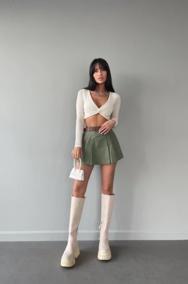 Kadın Haki Şortlu Etek 0999-22100