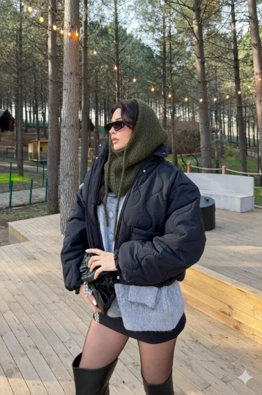 Kadın Haki Triko Balaklava Bere 594-14911 *Ön Sipariştir 12.01 Tarihinde Kargolanacak