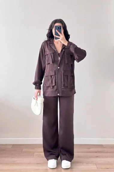 Kadın Kahve Ceket Pantolon Takım 1041-2708