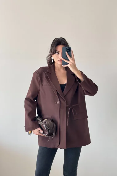 Kadın Kahve Çift Yaka Blazzer Ceket 0999-25088