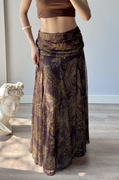 Kadın Kahve Fermuarlı Astarlı Etek 1040-1118