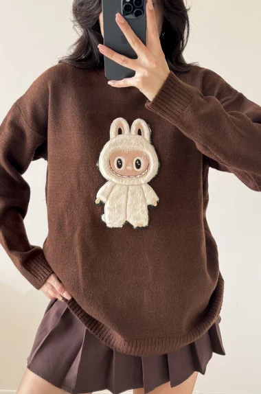 Kadın Kahve Labubu Kazak 1014-5244