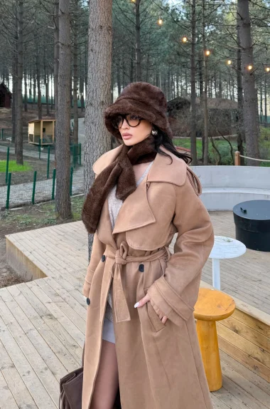 Kadın Kahve Peluş Boyunluk Atkı 594-14816