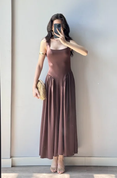 Kadın Kahve Uzun Elbise 0994-0099