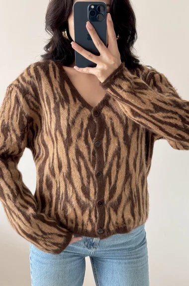 Kadın Kahve Zebra Hırka 1014-1014