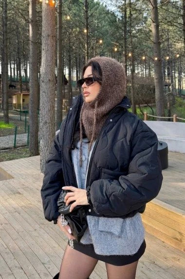 Kadın Kiremit Triko Balaklava Bere 594-14911