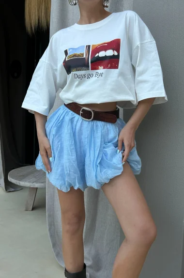 Kadın Mavi Balon Etek 1017-4139