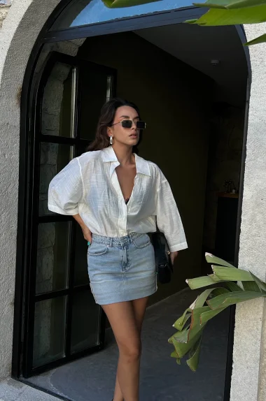 Kadın Mavi Kot Etek 0999-324101