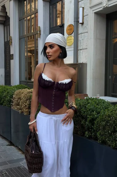 Kadın Mürdüm Agraflı Korse Büstiyer 1026-221826