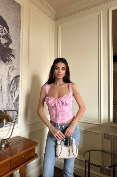 Kadın Pembe Dantelli Büstiyer 1041-2555