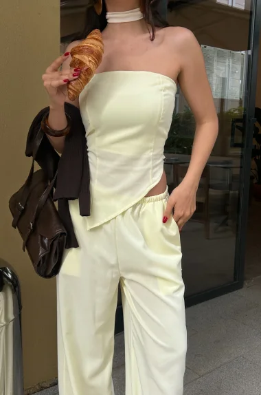 Kadın Sarı Straplez Takım 1006-5234