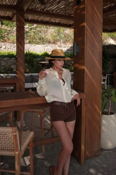 Kadın Sarı Transparan Çizgili Gömlek 1006-6876