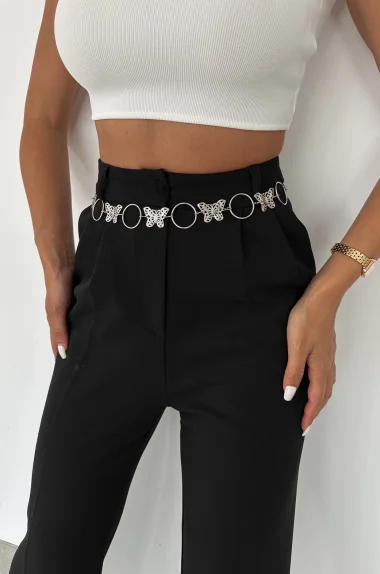 Kadın Silver Kelebek Detaylı Zincir 1043-0023