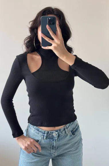 Kadın Siyah Bluz 1017-0552