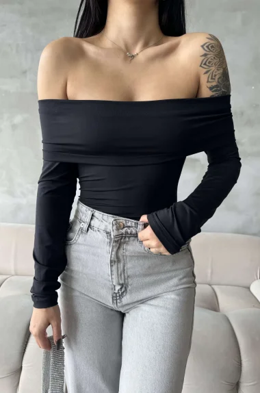 Kadın Siyah Çıtçıtlı Bodysuit 1017-2406