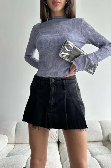 Kadın Siyah Kot Etek 1026-221252