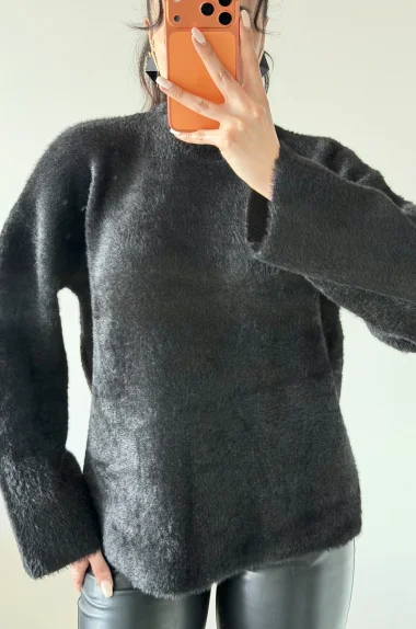 Kadın Siyah Oversize Kazak 1014-2341