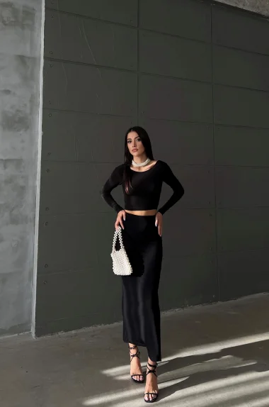 Kadın Siyah Uzun Kol Sandy Takım 1026-221324