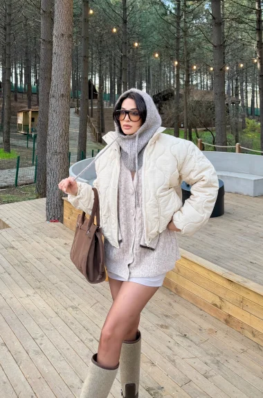 Kadın Vizon Triko Balaklava Bere 594-14911