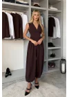 Kadın Kahve Büzgülü Tulum 1041-2790