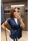 Kadın Mavi Kot Yelek 559-9103