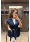Kadın Mavi Kot Yelek 559-9103