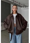 Kadın Kahve Deri Ceket 2788