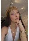 Kadın Gold El Yapımı Örgü Bandana Bere 842026